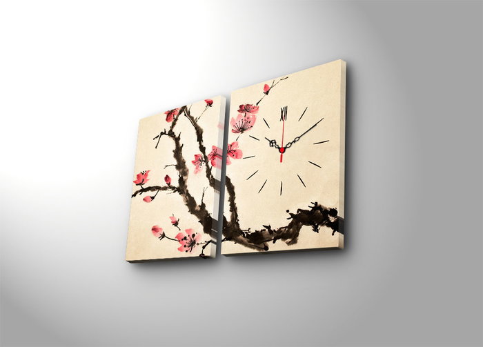 Wallity Conjunto de 2 Relojes de Pared Decorativos de Lienzo Multicolor
